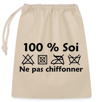 Ne pas chiffonner - Sac cadeau en coton avec cordon (25 x 30 cm) - nature - Devant
