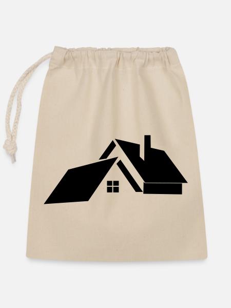 Logo für Haus oder Haus - Verschließbarer Geschenkbeutel aus Baumwolle (25x30cm) - Natur