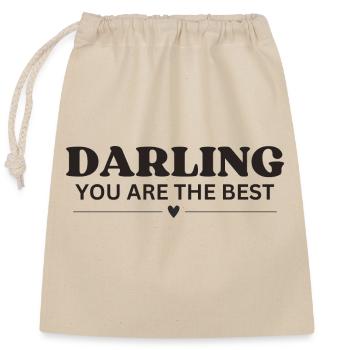 Darling you are the best - Closable cotton gift bag (25x30cm) - nature - Front