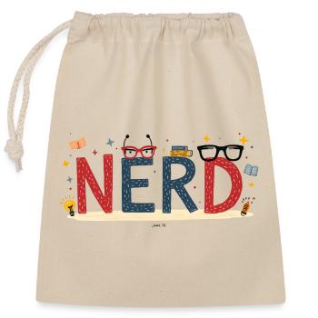 Nerd en lettres géantes et lunettes - Sac cadeau en coton avec cordon (25 x 30 cm) - nature - Devant