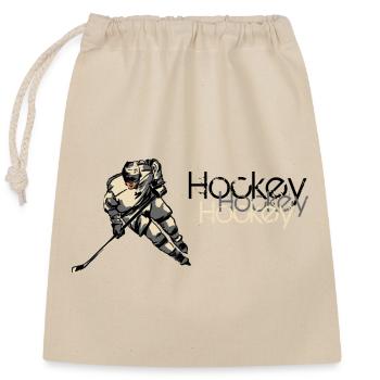 Eishockey Action Illustration - Closable cotton gift bag (25x30cm) - nature - Front
