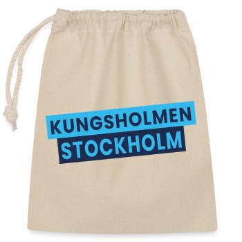 Kungsholmen Stockholmer Typografie - Verschließbarer Geschenkbeutel aus Baumwolle (25x30cm) - Natur - Vorne