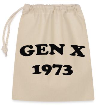 Gen X 1973 Retro Emblem - Verschließbarer Geschenkbeutel aus Baumwolle (25x30cm) - Natur - Vorne