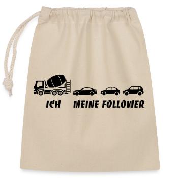 Ich und meine Follower - Betonmischer - Stau - Verschließbarer Geschenkbeutel aus Baumwolle (25x30cm) - Natur - Vorne