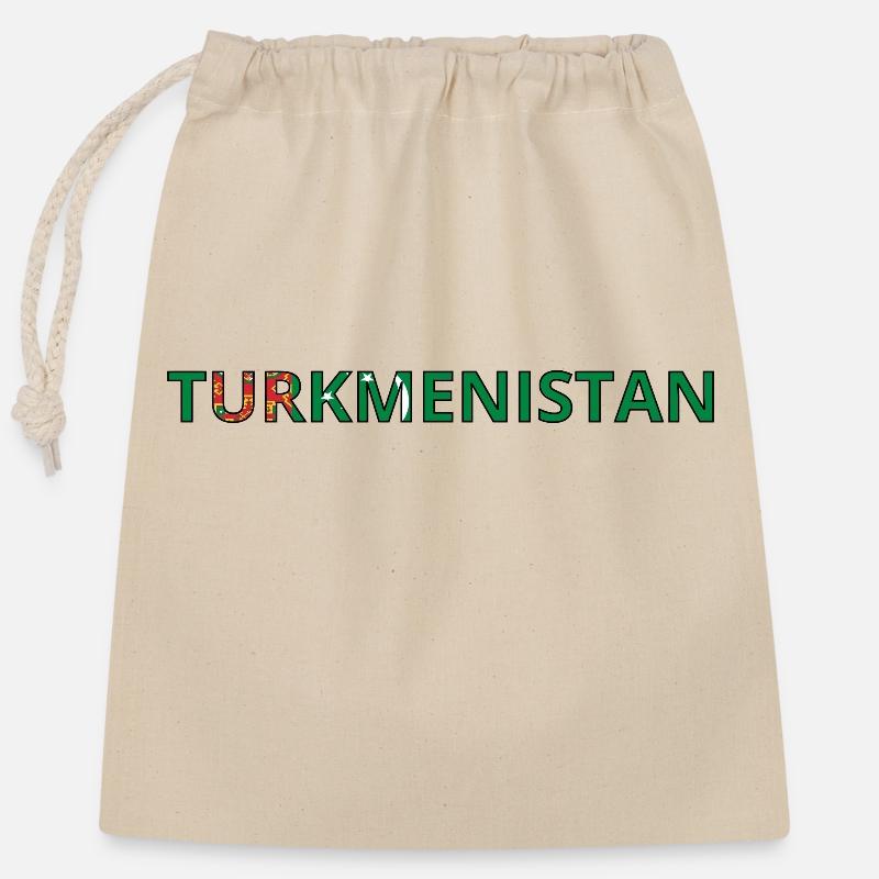 Drapeau Turkménistan - Sac cadeau en coton avec cordon (25 x 30 cm) - nature