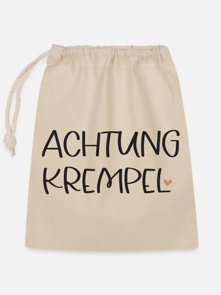 ACHTUNG KREMPEL! - Verschließbarer Geschenkbeutel aus Baumwolle (25x30cm) - Natur