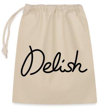 Delish – Stylish Foodie Statement - Closable cotton gift bag (25x30cm) - nature - Front