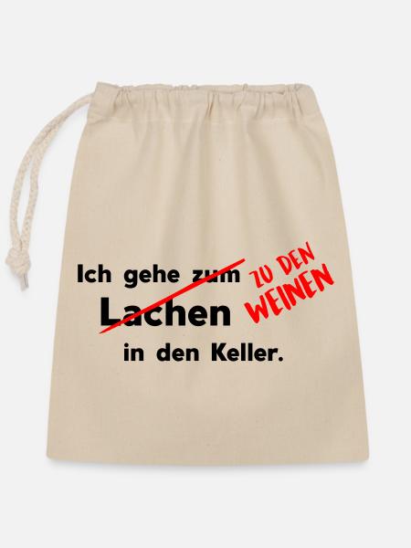 In den Keller - Verschließbarer Geschenkbeutel aus Baumwolle (25x30cm) - Natur