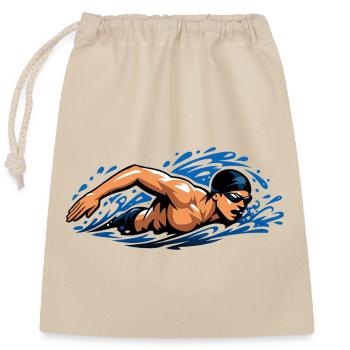 Freistil Schwimmer Dynamisches Wasser - Verschließbarer Geschenkbeutel aus Baumwolle (25x30cm) - Natur - Vorne
