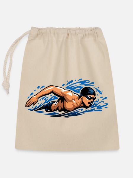 Freistil Schwimmer Dynamisches Wasser - Verschließbarer Geschenkbeutel aus Baumwolle (25x30cm) - Natur