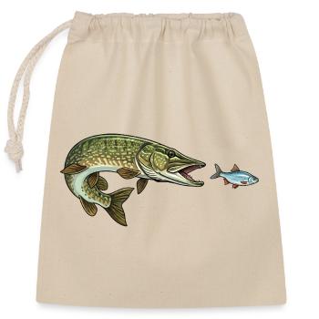 Pike hunts fish - Closable cotton gift bag (25x30cm) - nature - Front