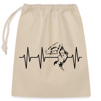 Backflip Pulse Parkour Heartbeat Symbol Training - Closable cotton gift bag (25x30cm) - nature - Front