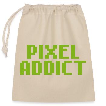 Pixel Addict geek rétro gaming - Sac cadeau en coton avec cordon (25 x 30 cm) - nature - Devant