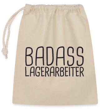 Lagerarbeiter Badass - Verschließbarer Geschenkbeutel aus Baumwolle (25x30cm) - Natur - Vorne