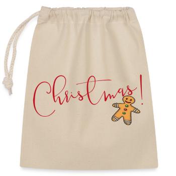 Christmas gingerbread - Closable cotton gift bag (25x30cm) - nature - Front