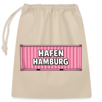Hafen Hamburg Pink Container - Verschließbarer Geschenkbeutel aus Baumwolle (25x30cm) - Natur - Vorne
