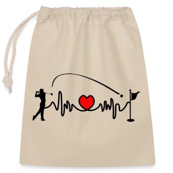 Le joueur de golf frappe la balle dans la fréquence cardiaque du trou, cardio - Sac cadeau en coton avec cordon (25 x 30 cm) - nature - Devant
