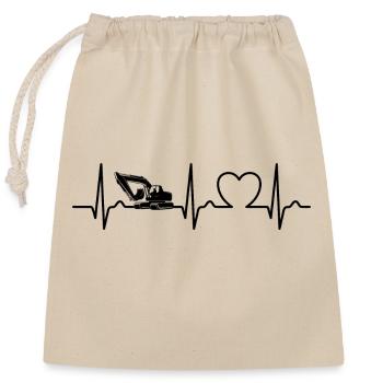 Excavator - ECG Curve - Heart Curve - Closable cotton gift bag (25x30cm) - nature - Front