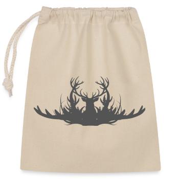 Antler silhouette of the deer - Closable cotton gift bag (25x30cm) - nature - Front