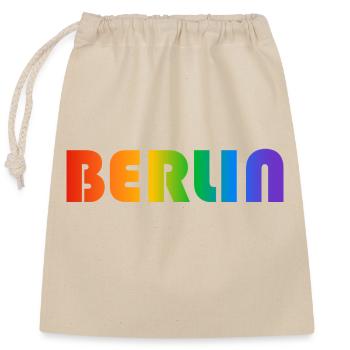 Berliner Regenbogen Text - Verschließbarer Geschenkbeutel aus Baumwolle (25x30cm) - Natur - Vorne