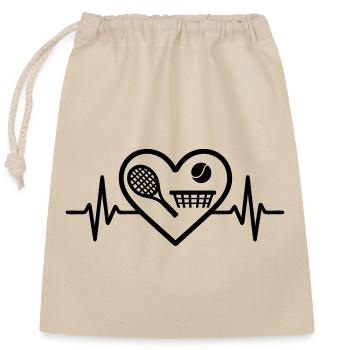 Tennis Coeur Raquette Balle Filet - Sac cadeau en coton avec cordon (25 x 30 cm) - nature - Devant