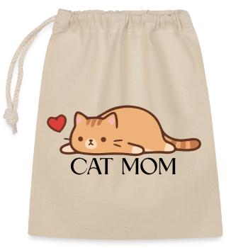 Maman chat - Sac cadeau en coton avec cordon (25 x 30 cm) - nature - Devant