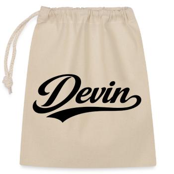 Devin name first last family gifts  - Closable cotton gift bag (25x30cm) - nature - Front