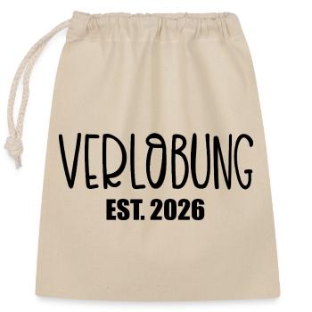 Hochzeit Verlobung 2026 - Verschließbarer Geschenkbeutel aus Baumwolle (25x30cm) - Natur - Vorne