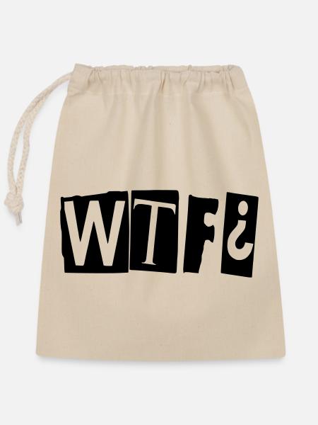 wtf - Verschließbarer Geschenkbeutel aus Baumwolle (25x30cm) - Natur