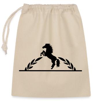 Cheval cabré en demi-couronne de laurier - Sac cadeau en coton avec cordon (25 x 30 cm) - nature - Devant