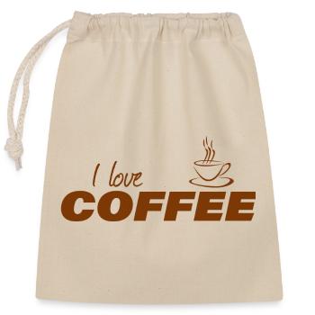 I LOVE COFFEE - Verschließbarer Geschenkbeutel aus Baumwolle (25x30cm) - Natur - Vorne