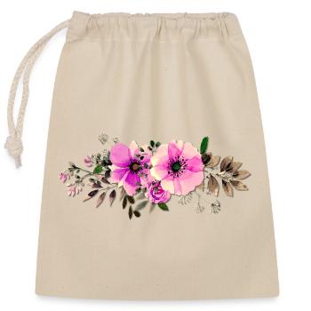 Watercolor Pink Roses Line - Closable cotton gift bag (25x30cm) - nature - Front