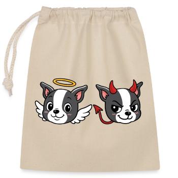 Boston – Angel-Devil - Verschließbarer Geschenkbeutel aus Baumwolle (25x30cm) - Natur - Vorne