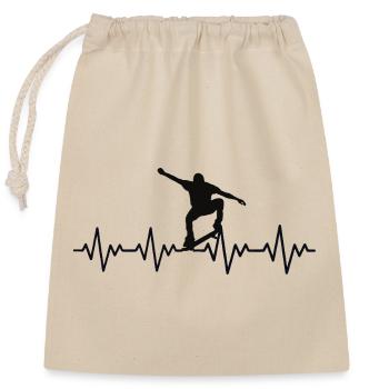 Skateboarder ECG Heartbeat - Closable cotton gift bag (25x30cm) - nature - Front