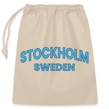 Stockholm Sweden Arc Typography - Closable cotton gift bag (25x30cm) - nature - Front