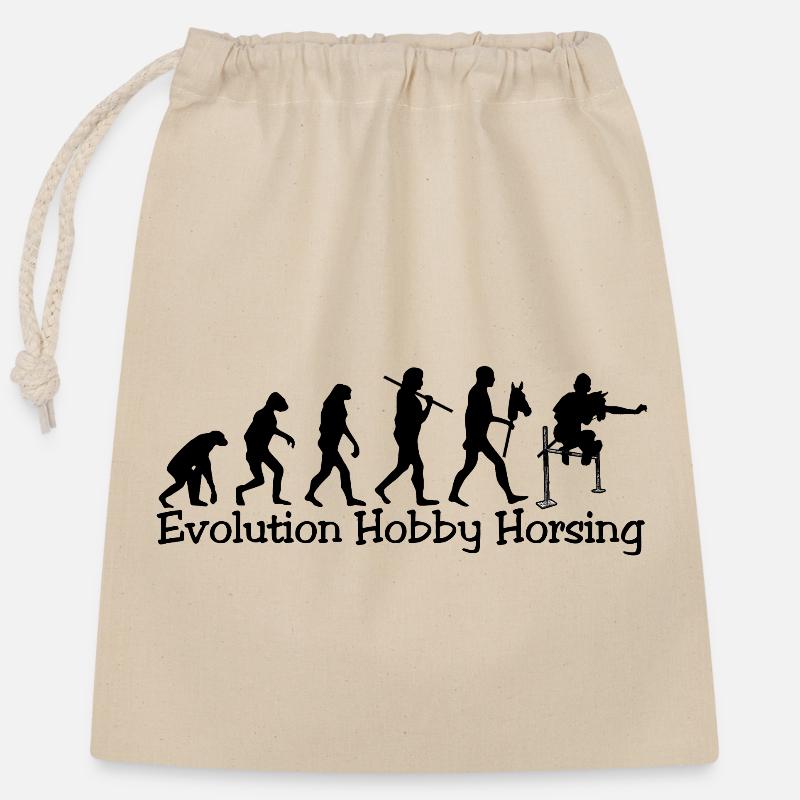 Evolution Hobby Horsing (black) - Closable cotton gift bag (25x30cm) - nature