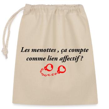 Les menottes ça compte comme lien affectif - Sac cadeau en coton avec cordon (25 x 30 cm) - nature - Devant