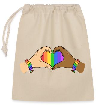 Pride Heart Hands Unity Rainbow Love Support Art - Closable cotton gift bag (25x30cm) - nature - Front