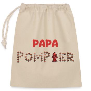 Papa_pompier - Sac cadeau en coton avec cordon (25 x 30 cm) - nature - Devant