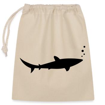 shark Hai Haifisch - Verschließbarer Geschenkbeutel aus Baumwolle (25x30cm) - Natur - Vorne