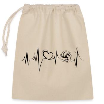 Ballon de symbole d’électrocardiogramme d’amour d’amour de volley-ball - Sac cadeau en coton avec cordon (25 x 30 cm) - nature - Devant