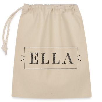 ELLA - name in a frame - Verschließbarer Geschenkbeutel aus Baumwolle (25x30cm) - Natur - Vorne