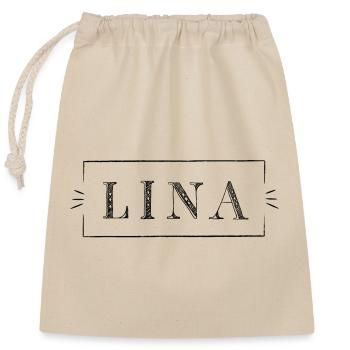 LINA - prénom de fille dans un cadre - Sac cadeau en coton avec cordon (25 x 30 cm) - nature - Devant