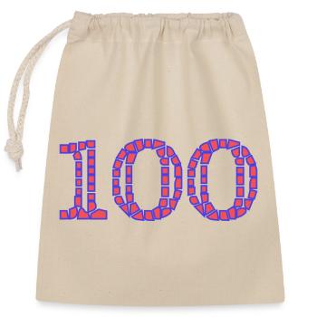 100. 100 YEARS. 100th ANNIVERSARY. BIRTHDAY 100 - Closable cotton gift bag (25x30cm) - nature - Front