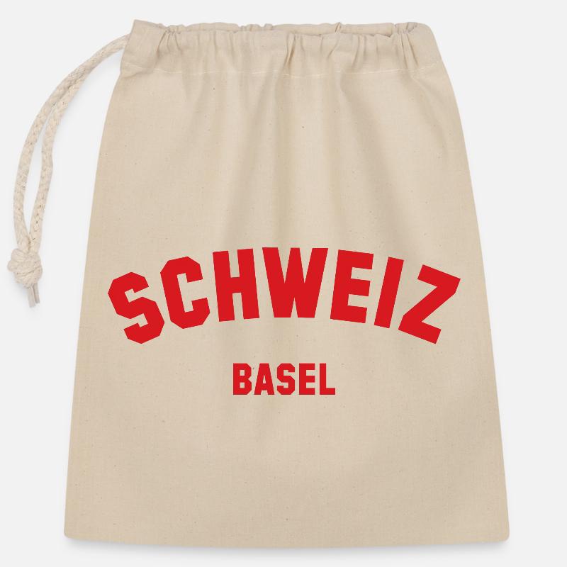 BASEL Switzerland Schweiz - Closable cotton gift bag (25x30cm) - nature
