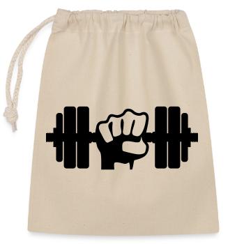 Weight Dumbbell - Closable cotton gift bag (25x30cm) - nature - Front