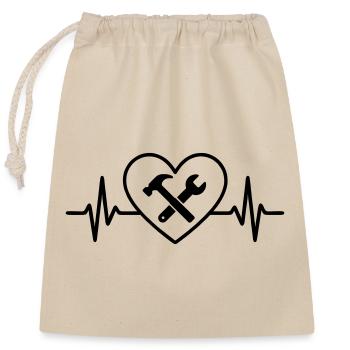 DIY Hammer Wrench Heart - Closable cotton gift bag (25x30cm) - nature - Front