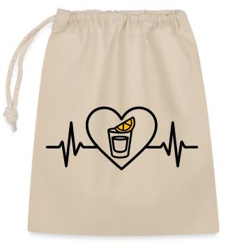 Tequila Shot Heart Aperitif Party - Closable cotton gift bag (25x30cm) - nature - Front