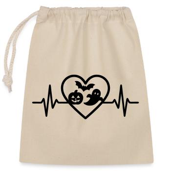 Halloween Heart Pumpkin Ghost Bat - Closable cotton gift bag (25x30cm) - nature - Front