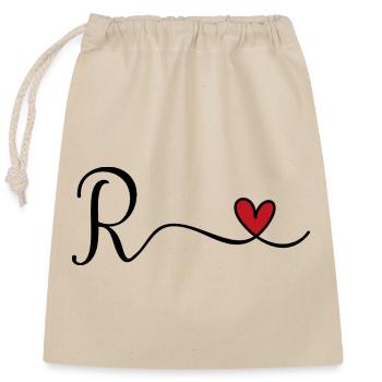 Letter R Monogram - Closable cotton gift bag (25x30cm) - nature - Front